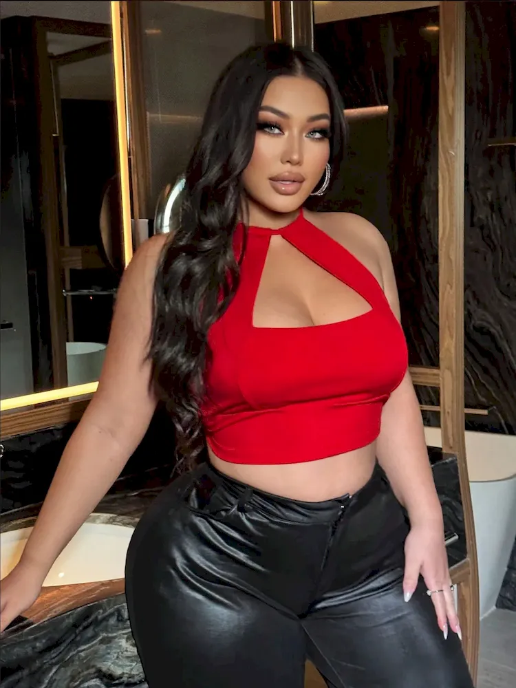 Plus Size Women Summer Sexy Halter Neck Crop Top