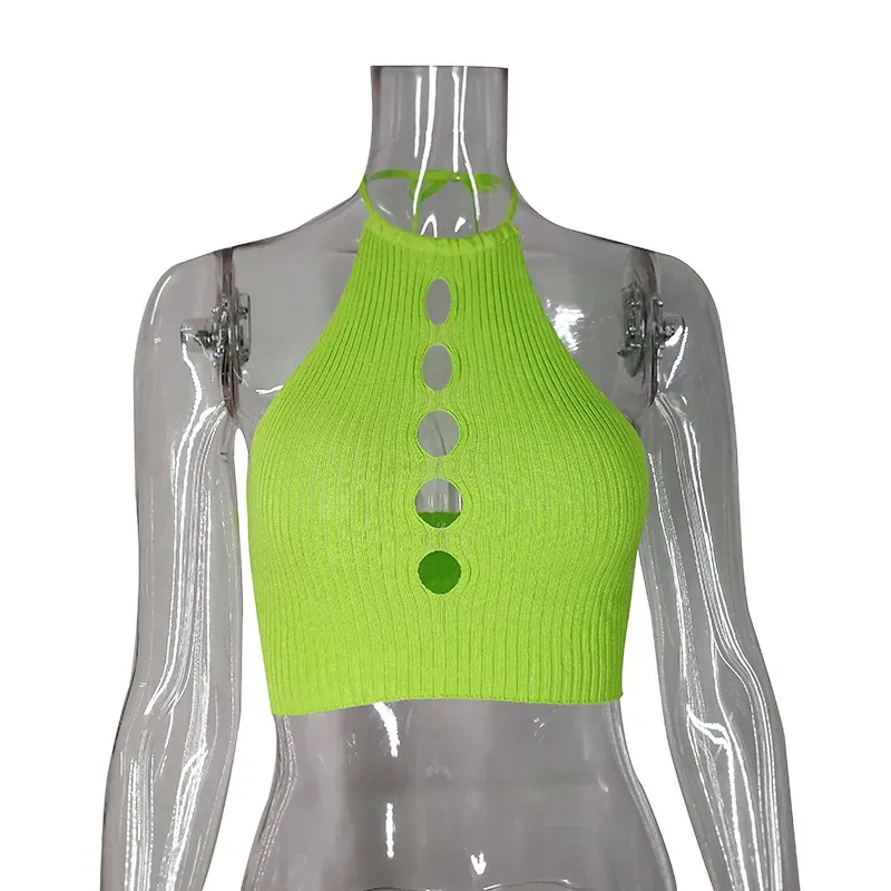 Women Fashion Solid Color Hollow Neck Top - Image 4