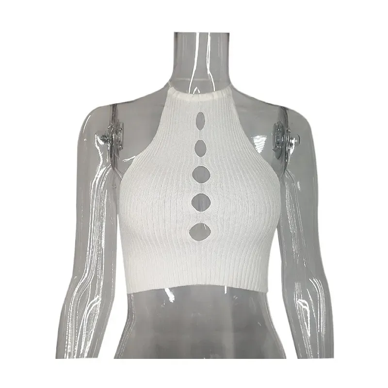 Women Fashion Solid Color Hollow Neck Top - Image 5