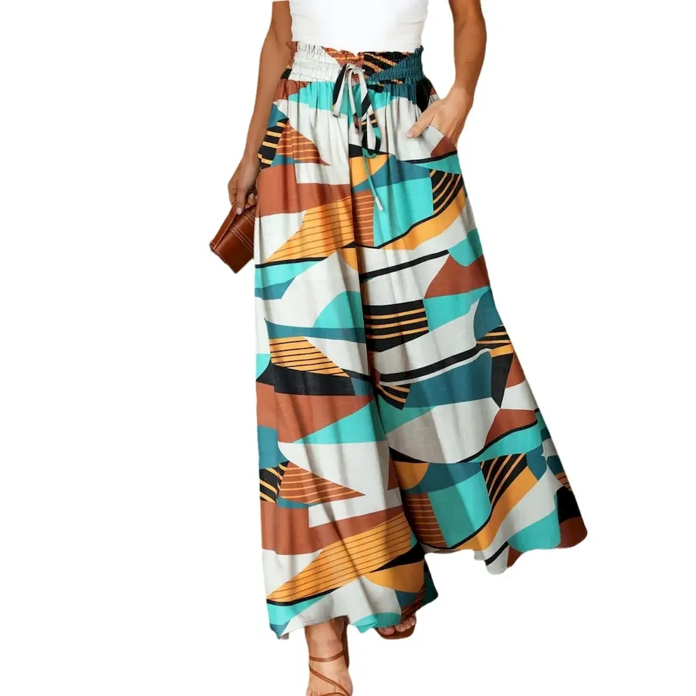 Women Casual Solid Color High Waist Wide Leg Pants - Image 9