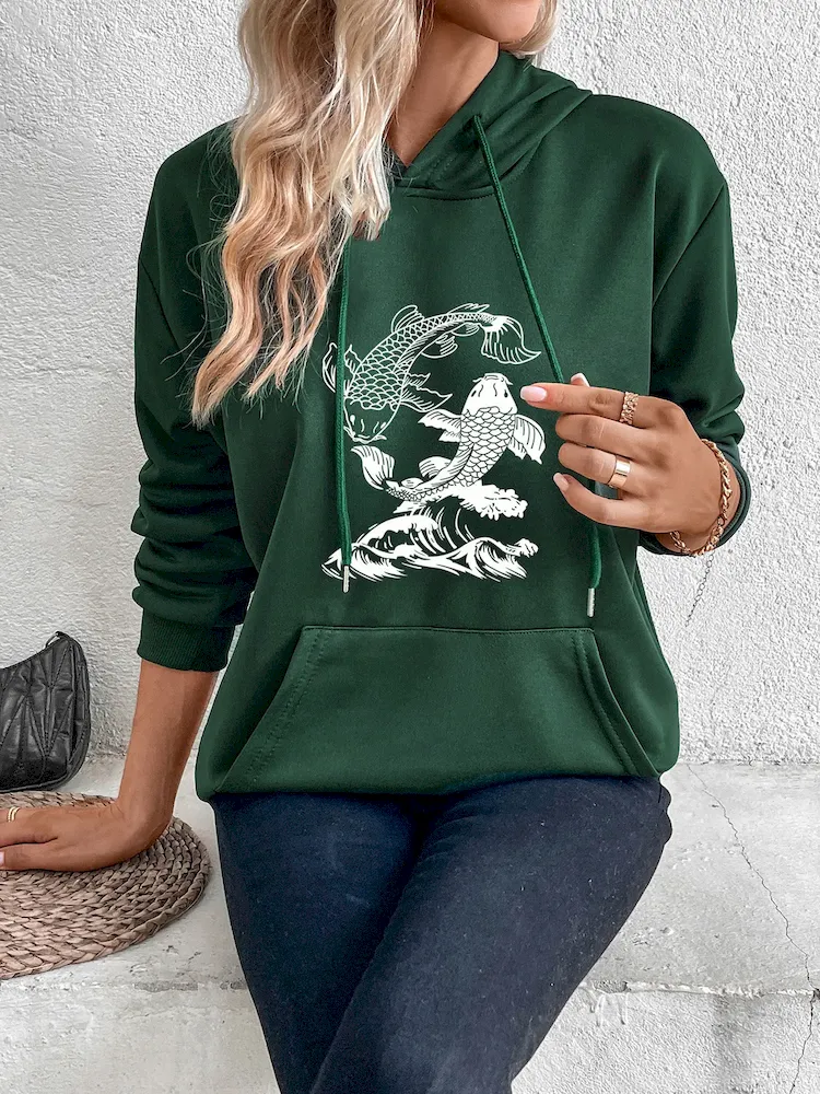 Women Casual Print Hoodie - Image 12