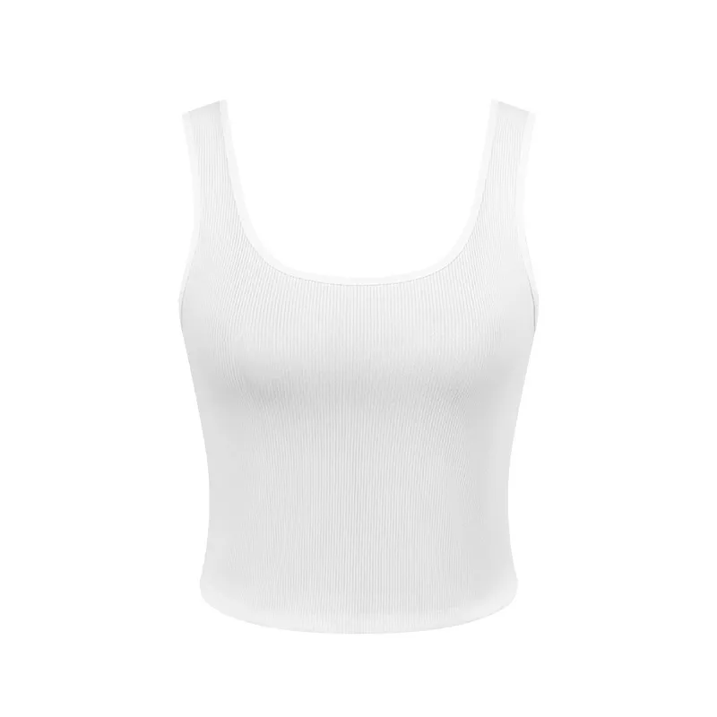 Sports Slim-Fit Solid Color Rib-Knit Women Solid Crop Tank Top - Image 8