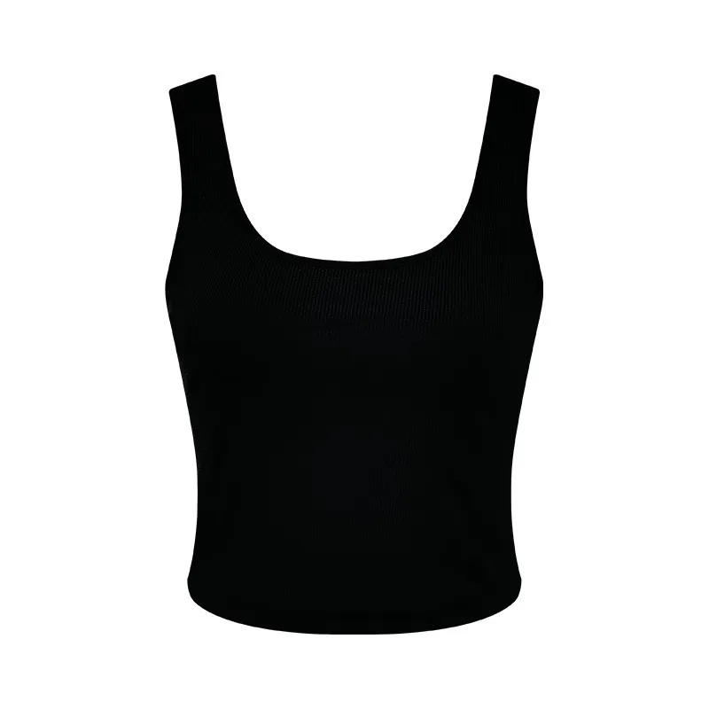 Sports Slim-Fit Solid Color Rib-Knit Women Solid Crop Tank Top - Image 10