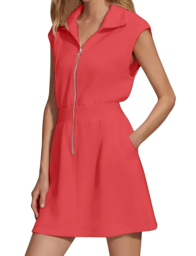 Women Fashion Casual Solid Color Lapel Zipper Pocket Sleeveless Dress - Image 6