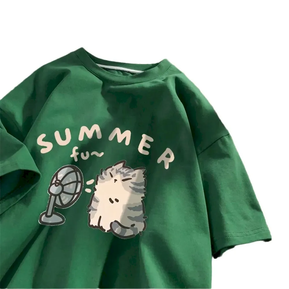 Women Fashion Casual Cartoon Printed Short-Sleeve Loose T-Shirt - Image 5