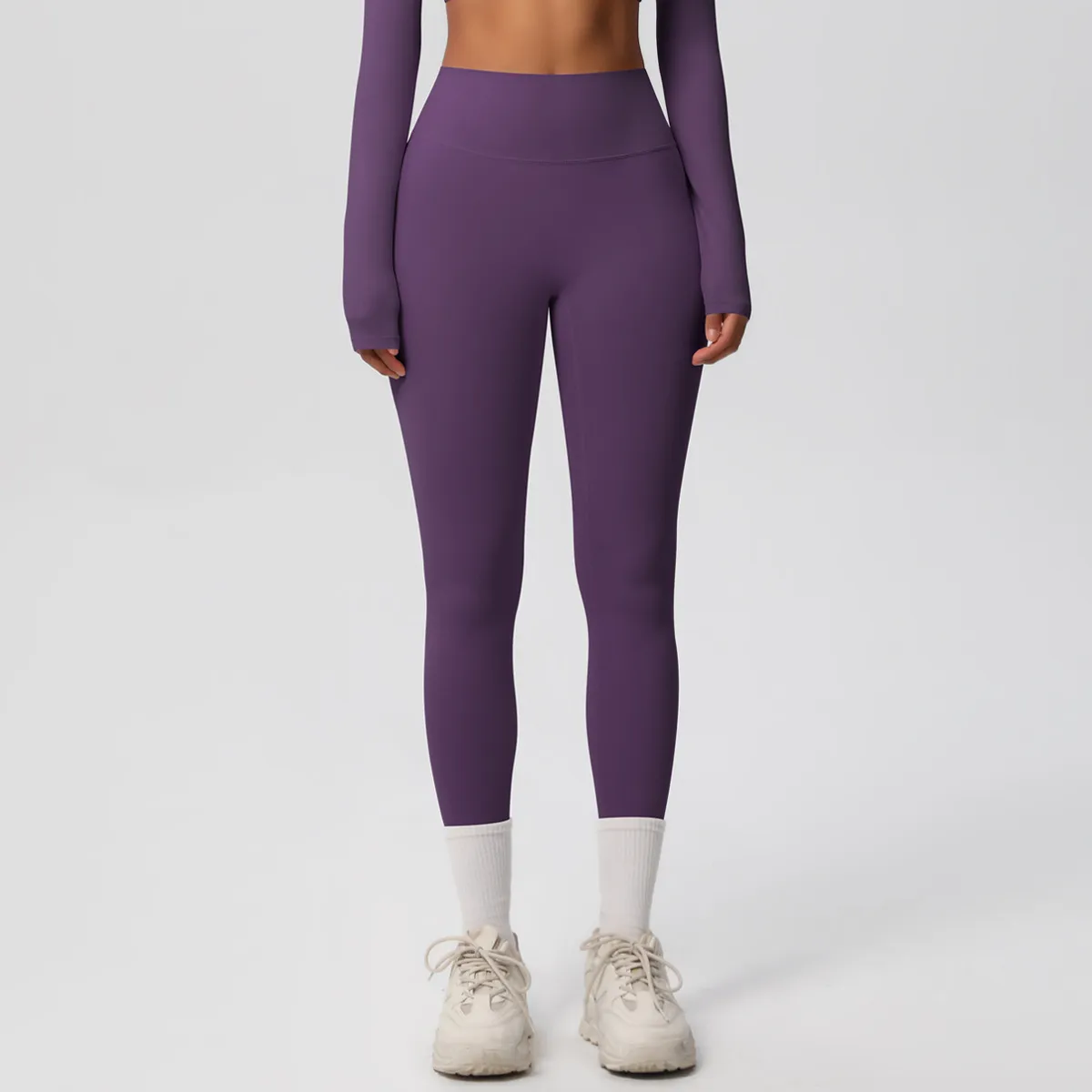 Women Fashion Casual Solid Color High Waist Quick-Drying Slim-Fit Yoga Sports Leggings