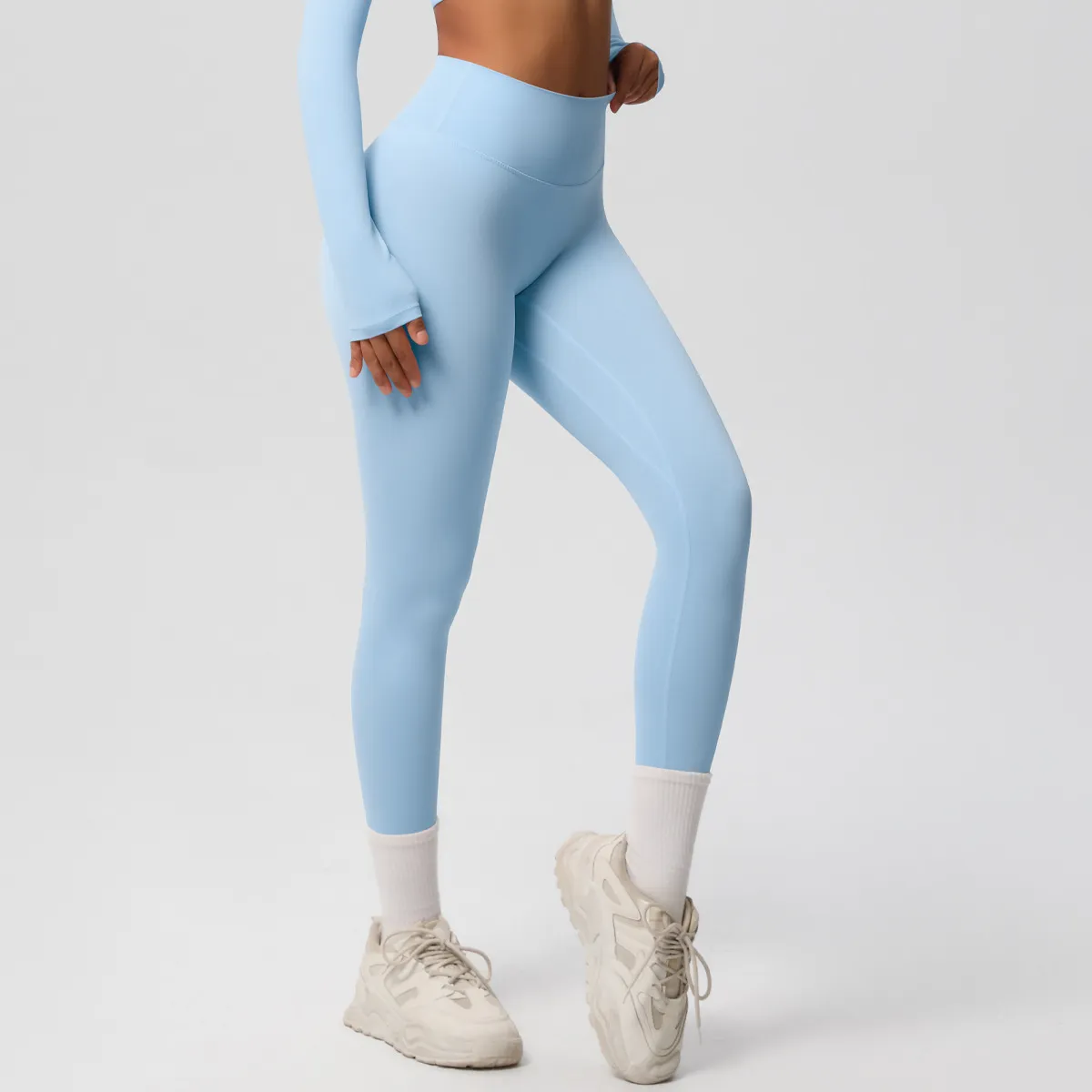 Women Fashion Casual Solid Color High Waist Quick-Drying Slim-Fit Yoga Sports Leggings - Image 3