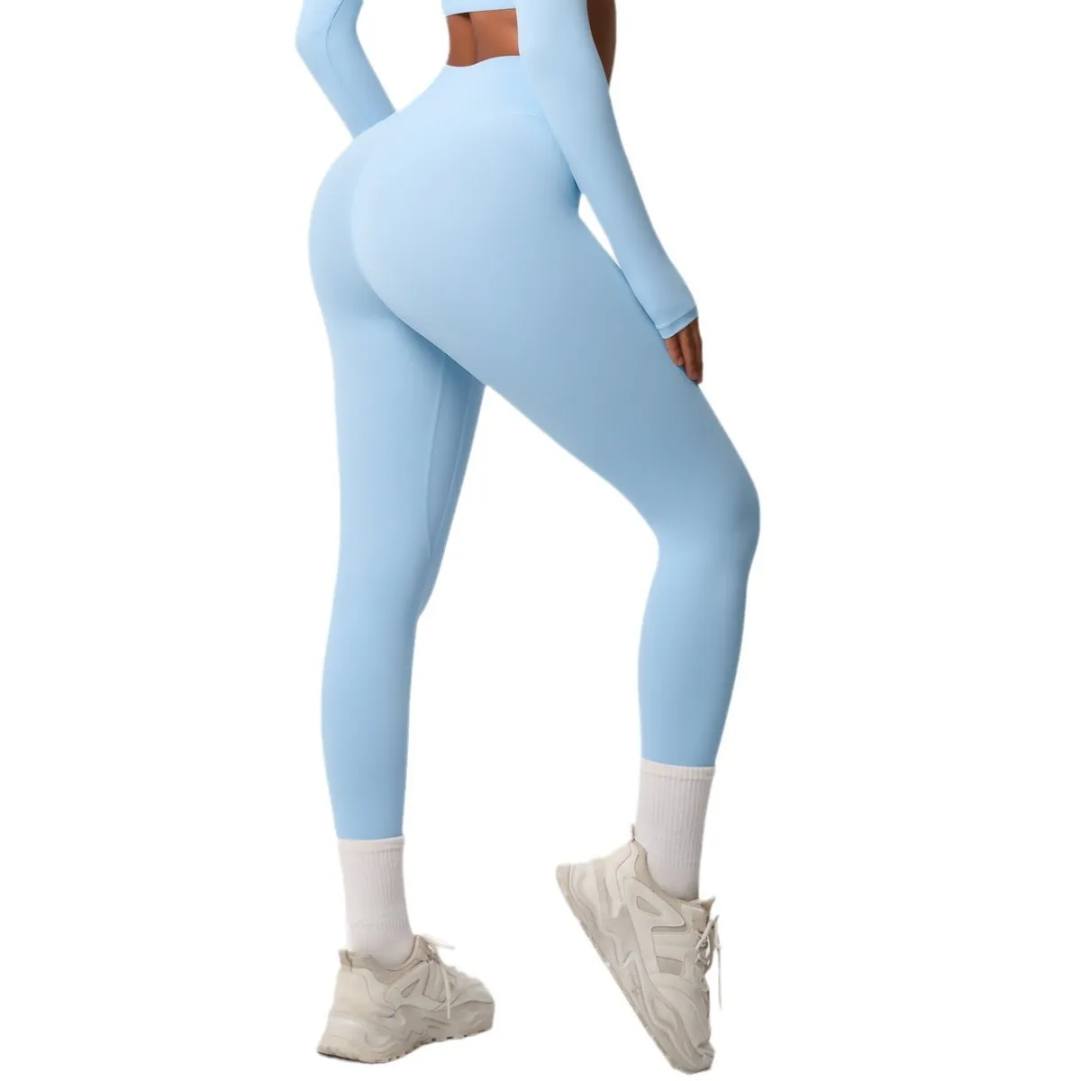 Women Fashion Casual Solid Color High Waist Quick-Drying Slim-Fit Yoga Sports Leggings - Image 5