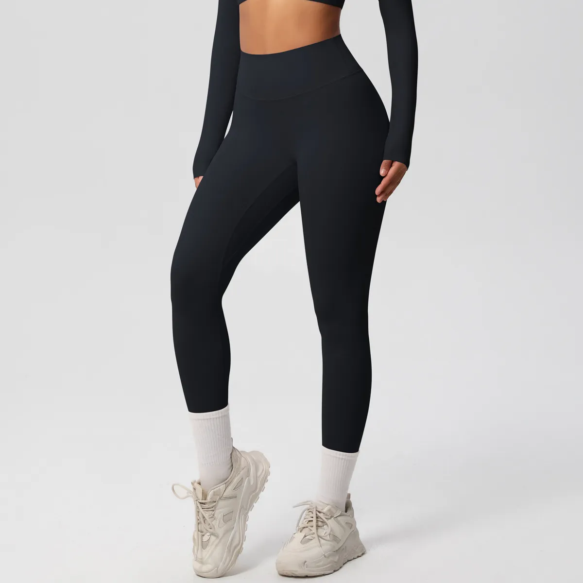 Women Fashion Casual Solid Color High Waist Quick-Drying Slim-Fit Yoga Sports Leggings - Image 7