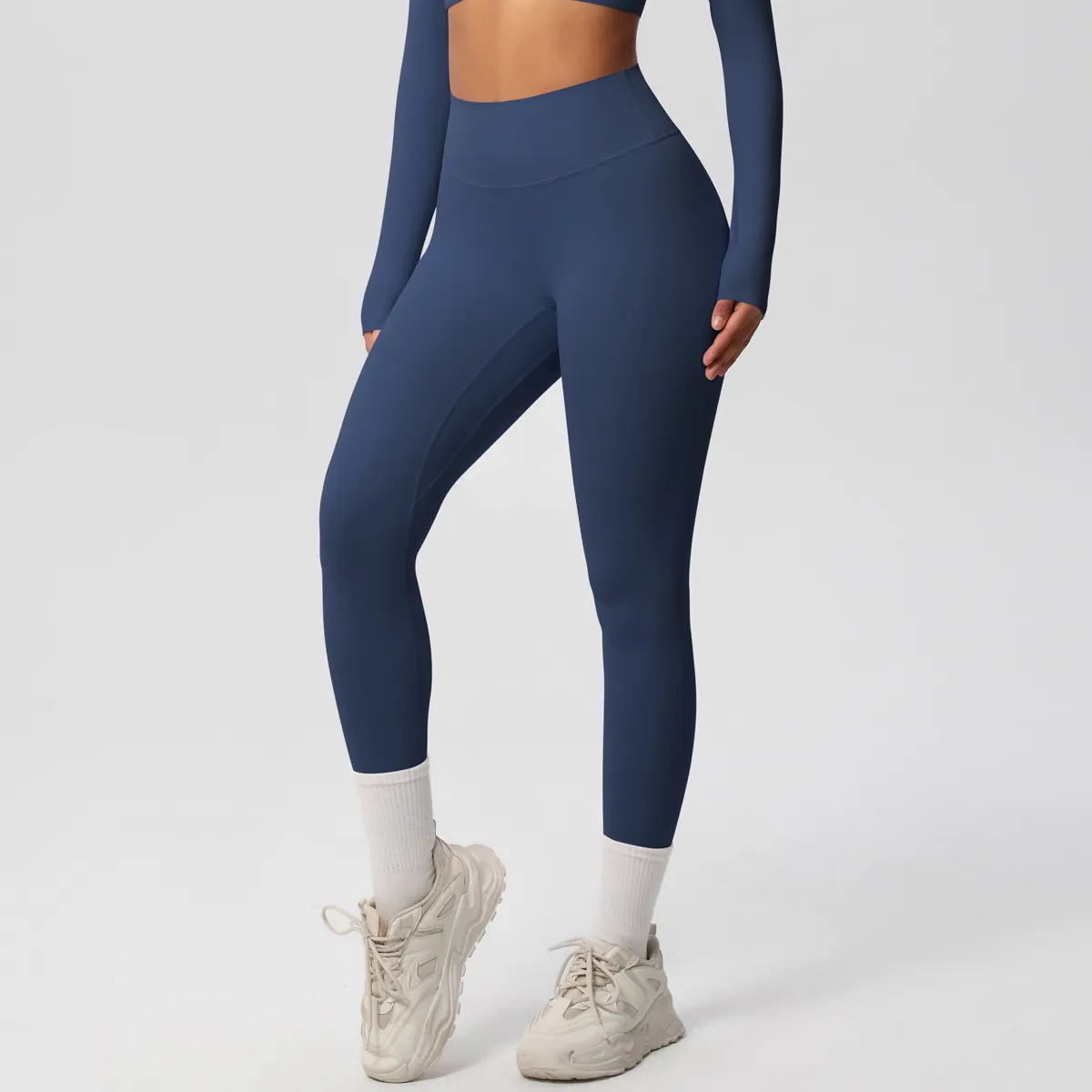 Women Fashion Casual Solid Color High Waist Quick-Drying Slim-Fit Yoga Sports Leggings - Image 8