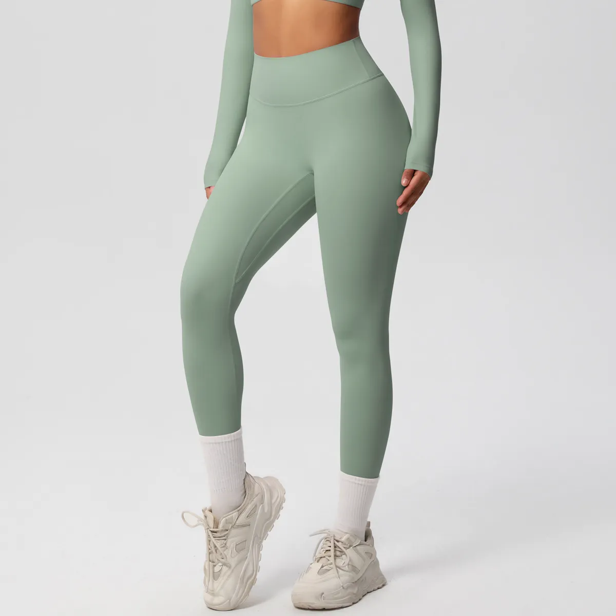 Women Fashion Casual Solid Color High Waist Quick-Drying Slim-Fit Yoga Sports Leggings - Image 9