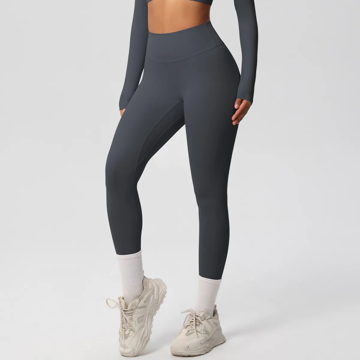 Women Fashion Casual Solid Color High Waist Quick-Drying Slim-Fit Yoga Sports Leggings - Image 11