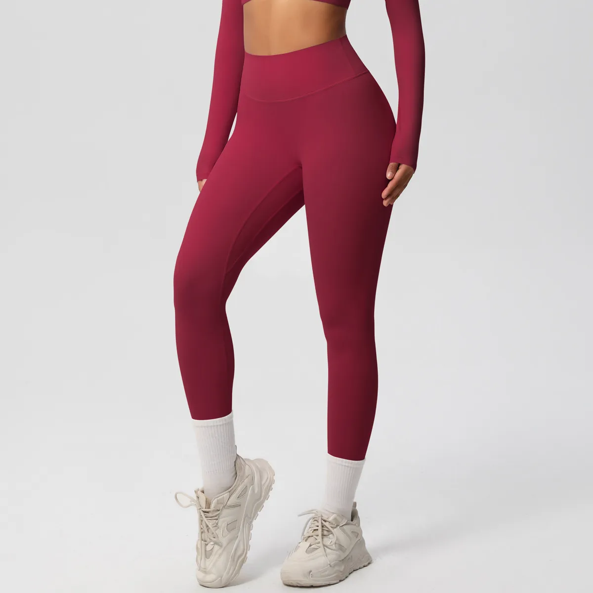 Women Fashion Casual Solid Color High Waist Quick-Drying Slim-Fit Yoga Sports Leggings - Image 14