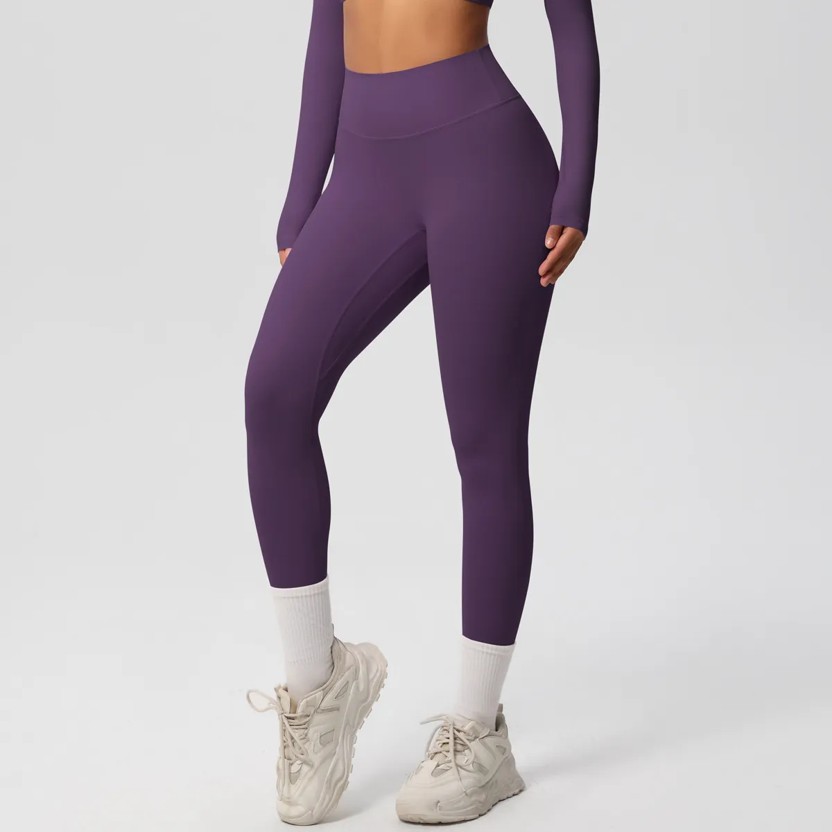 Women Fashion Casual Solid Color High Waist Quick-Drying Slim-Fit Yoga Sports Leggings - Image 16