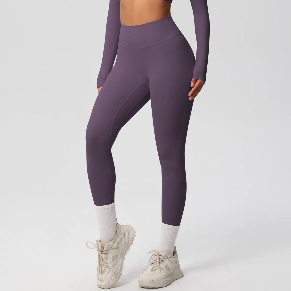 Women Fashion Casual Solid Color High Waist Quick-Drying Slim-Fit Yoga Sports Leggings - Image 19