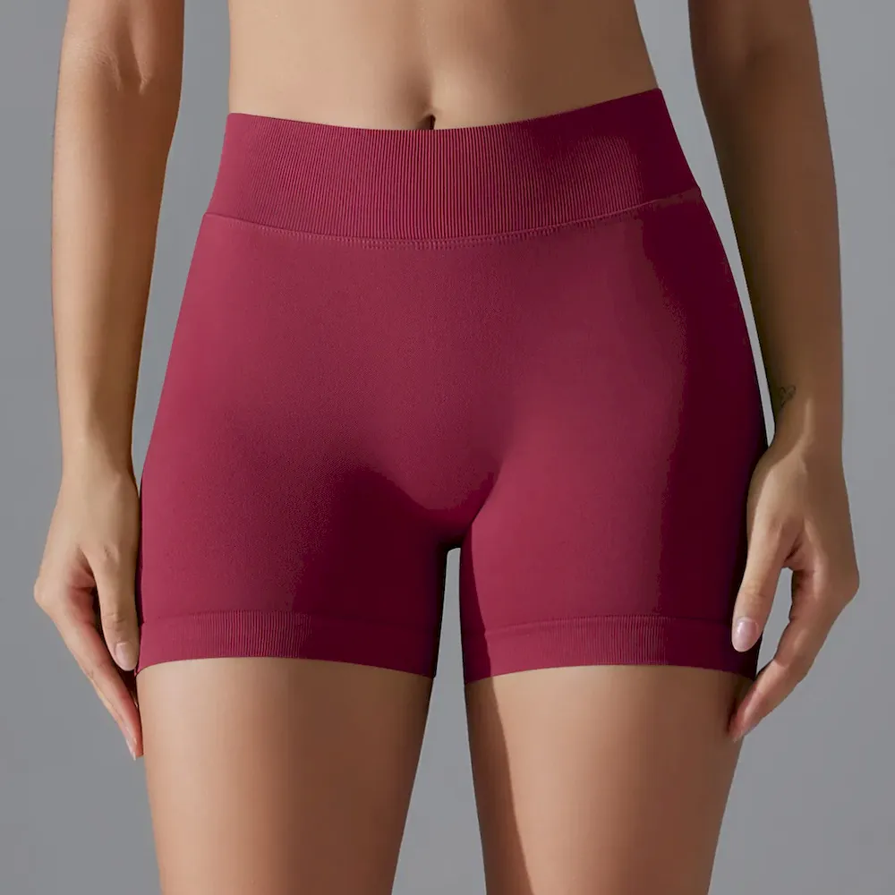 Women Fashion Sexy Solid Color Seamless Tight Yoga Sports Shorts