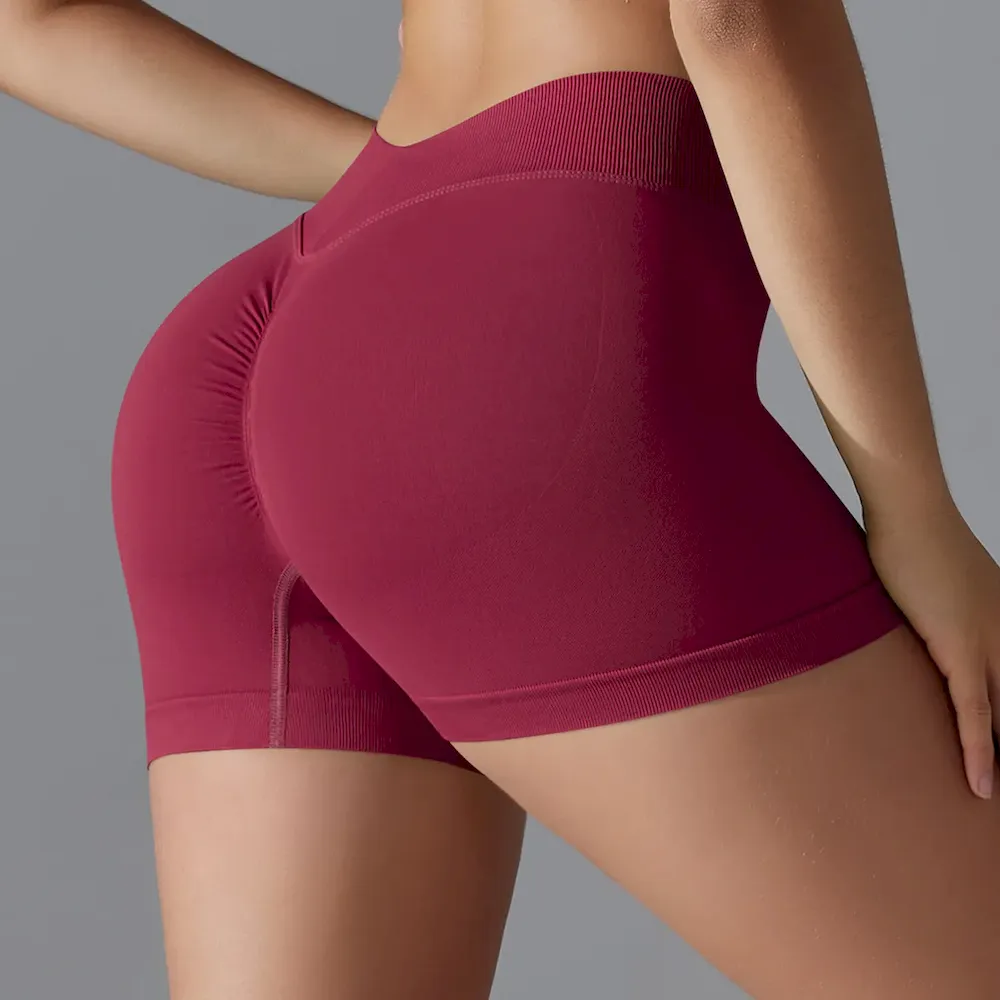 Women Fashion Sexy Solid Color Seamless Tight Yoga Sports Shorts - Image 3