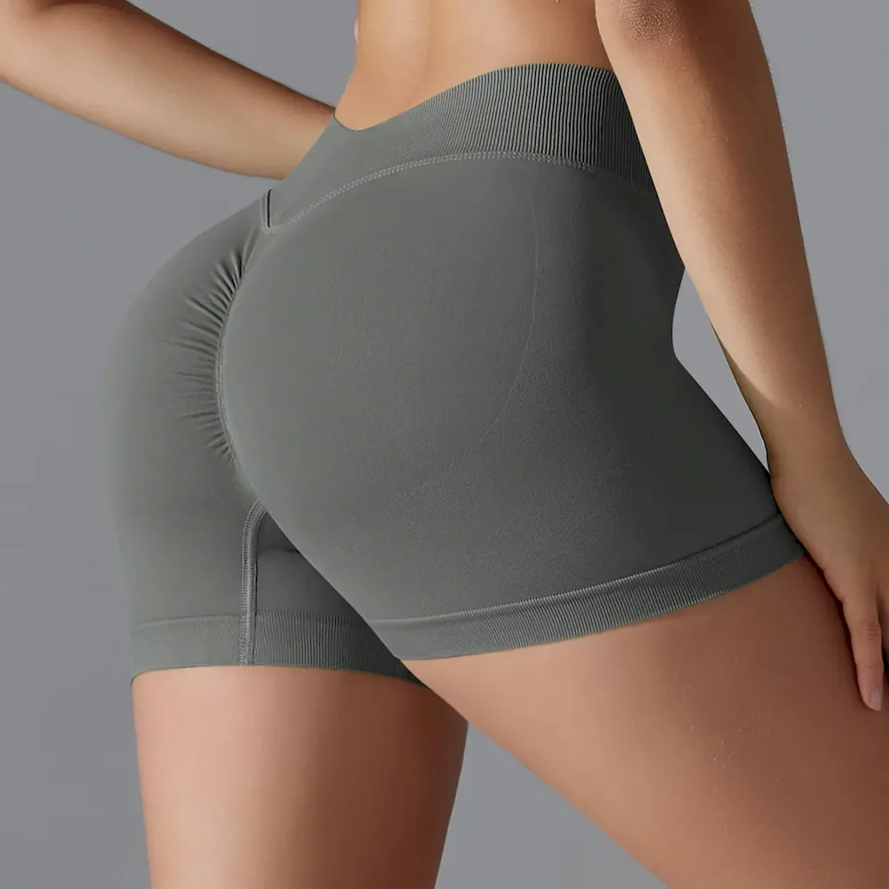 Women Fashion Sexy Solid Color Seamless Tight Yoga Sports Shorts - Image 7