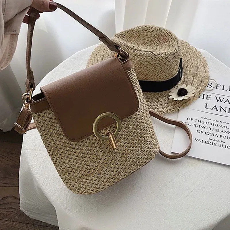 Simple Handmade Straw Woven Crossbody Bag - Image 3