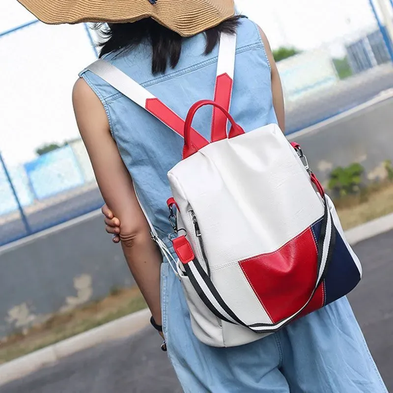 Leisure All-Match Soft PU Leather Waterproof Backpack