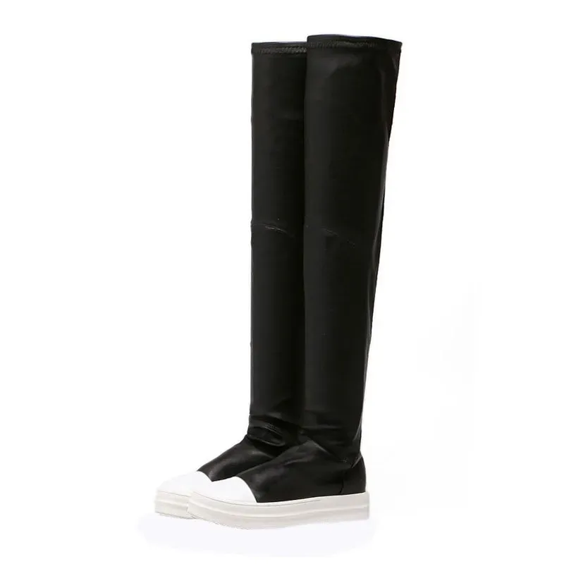 Size:4.5-10 Women Shell Head Design Elastic Over-The-Knee Boots - Image 10