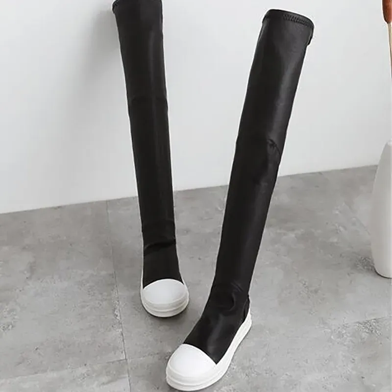 Size:4.5-10 Women Shell Head Design Elastic Over-The-Knee Boots - Image 11