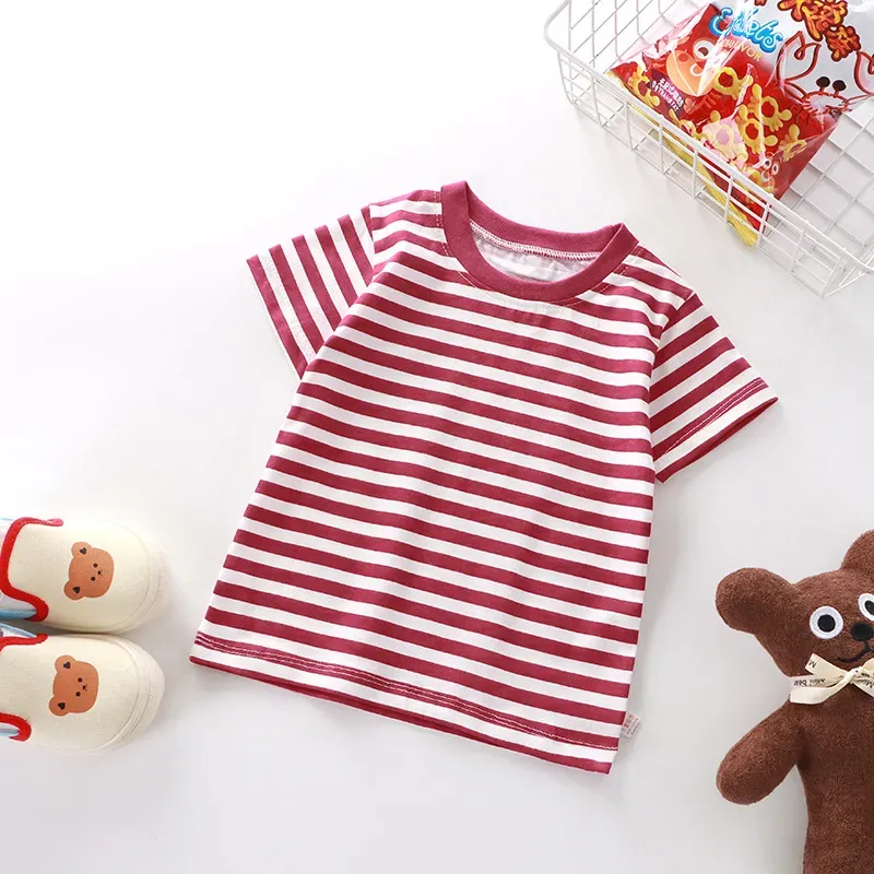 Wholesale Summer Children Fashionable Stripe Printed Short-Sleeved T-Shirt - Image 10
