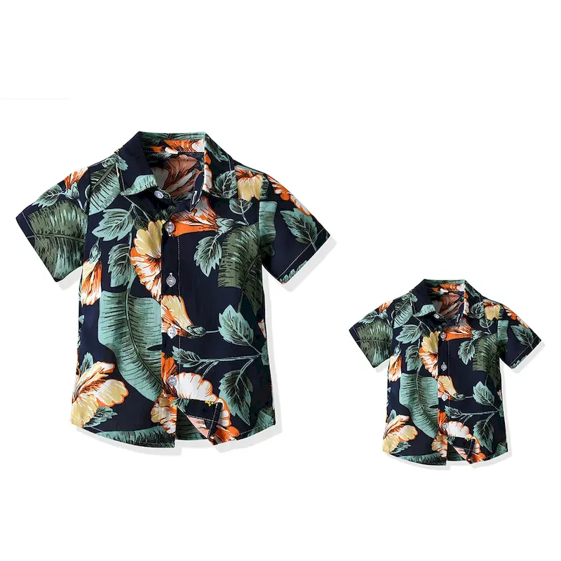 Wholesale Summer Short-Sleeved Lapel Hawaiian Flower Shirt - Image 10