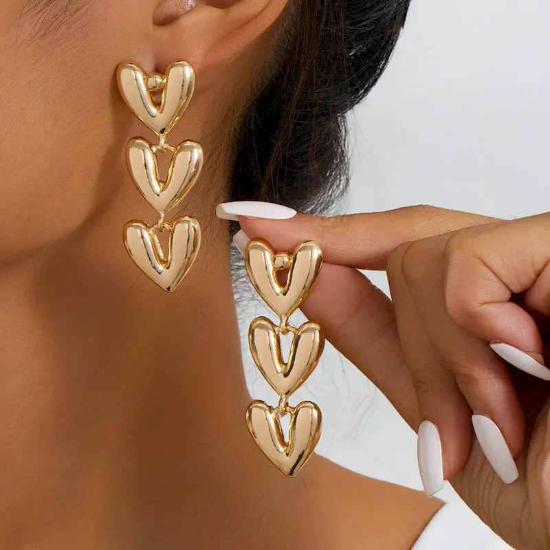 Wholesale Simple Heart-Shaped Long Earrings