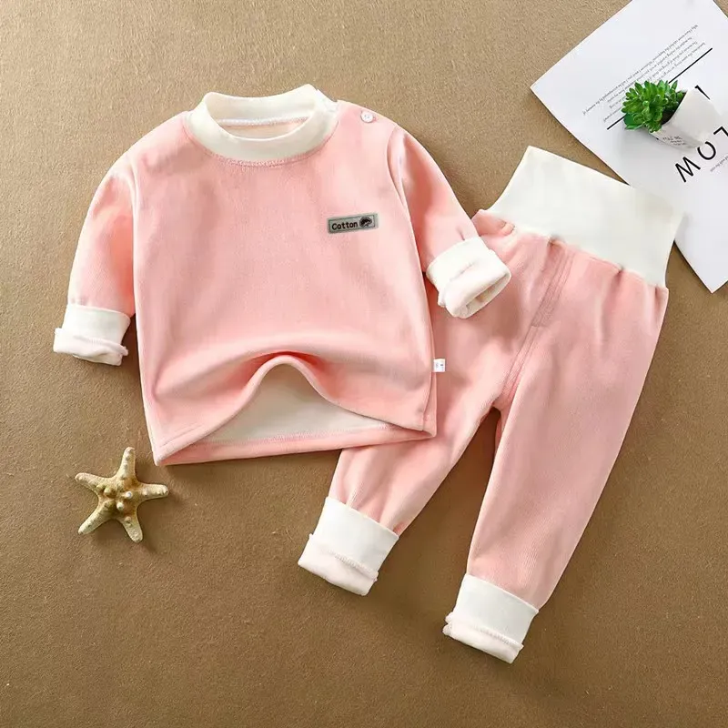 Wholesale Kids Baby Fashion Autumn And Winter Fleece-Lined Long-Sleeve Sweatshirt High Waist Pants Two-Piece Set - Image 13