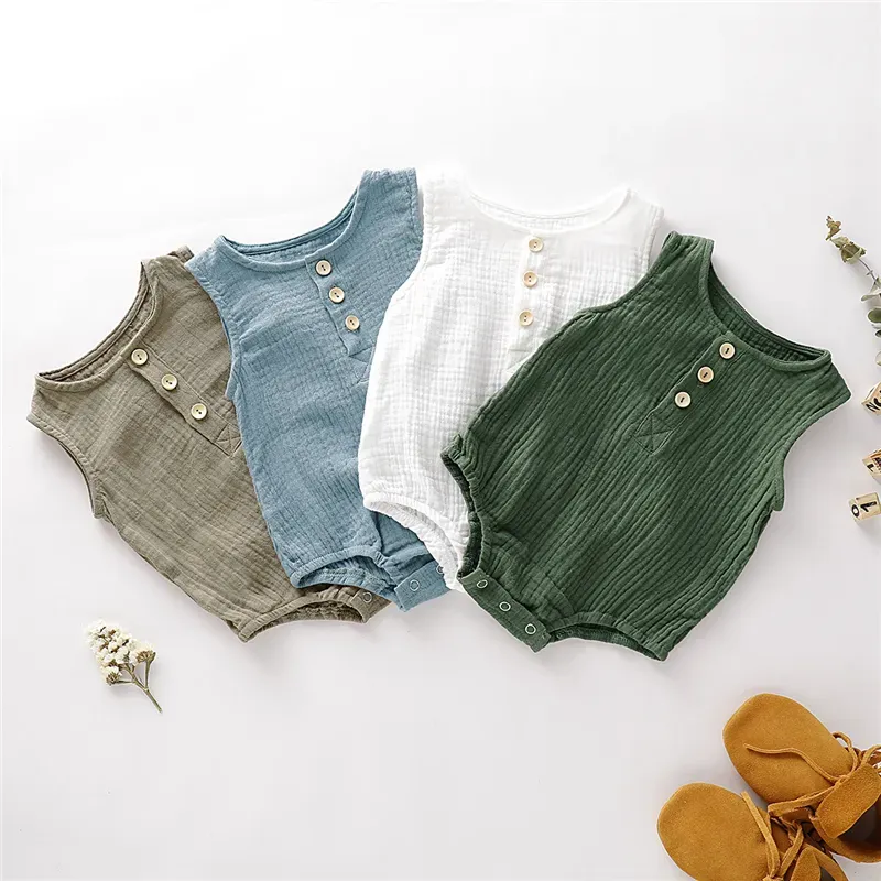 Wholesale Kids Simple Solid Color Sleeveless Romper