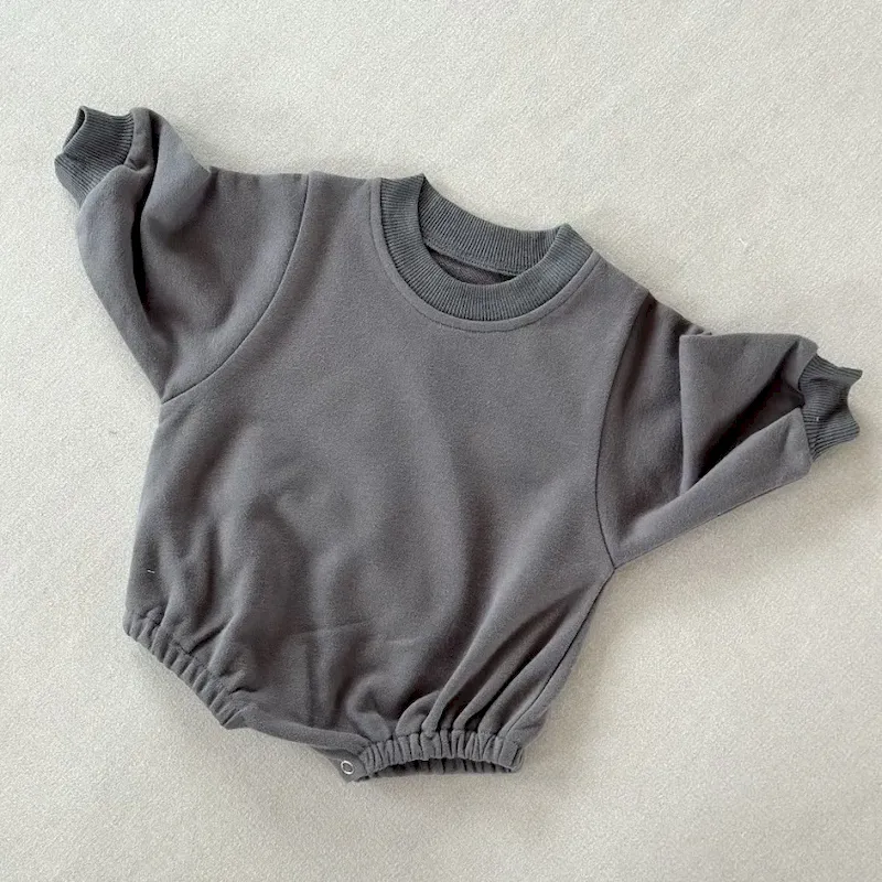 Wholesale Kids Baby Boys And Girls Fashion Simple Solid Color Round-Neck Long-Sleeve Rompers - Image 11
