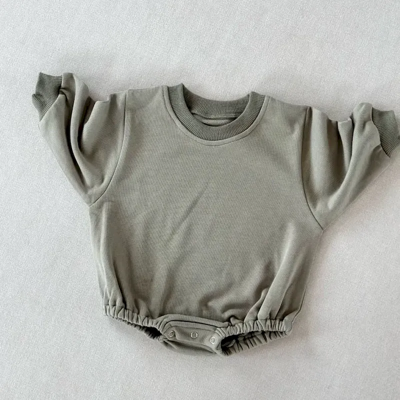Wholesale Kids Baby Boys And Girls Fashion Simple Solid Color Round-Neck Long-Sleeve Rompers - Image 19