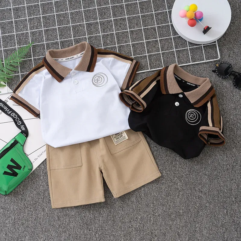 Wholesale Boy'S Fashion Two-Piece Lel Polo Shirt Set
