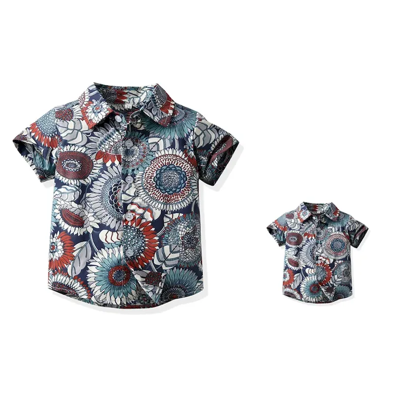 Wholesale Summer Short-Sleeved Lapel Hawaiian Flower Shirt - Image 13