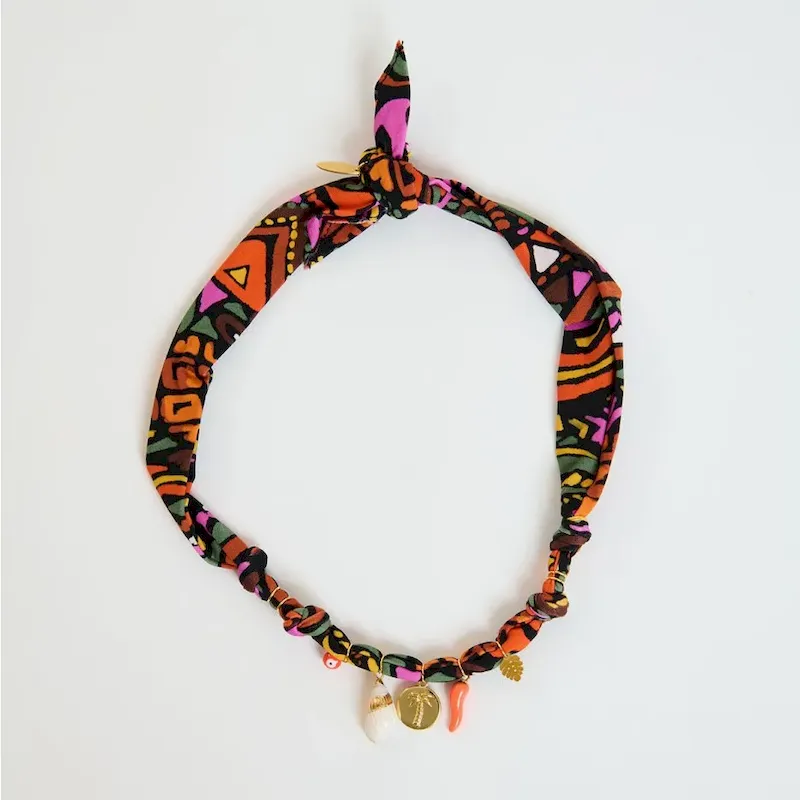 Wholesale Beach Series Marine Life Multicolor Floral Shell Pendant Ribbon Cloth Strip Necklace - Image 21