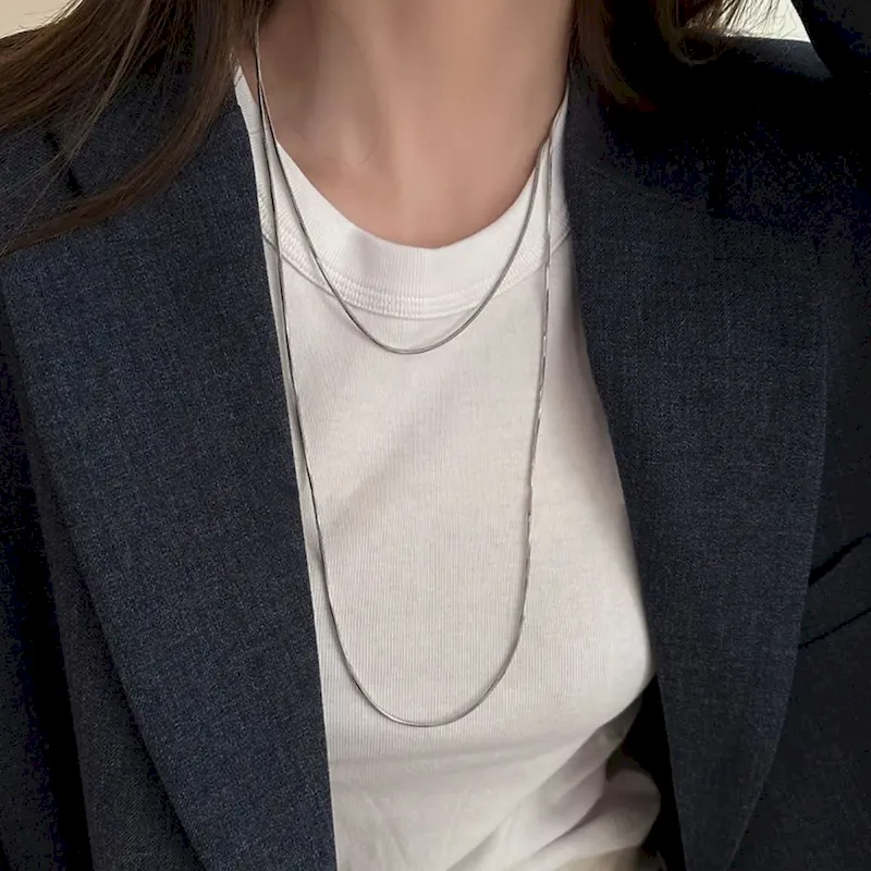 Wholesale Women Fashion Simple Long Thin Line Stacked Necklace