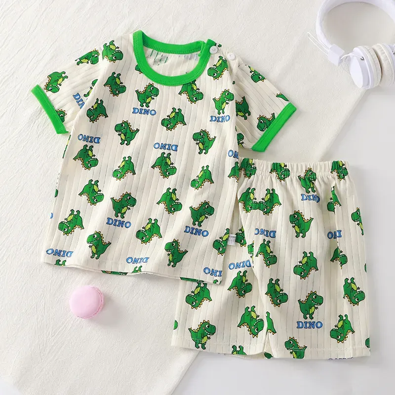 Wholesale Kids Toddler Boys Girls Summer Casual Cute Cartoon Floral Print Short Sleeve T-Shirt Shorts Set - Image 10