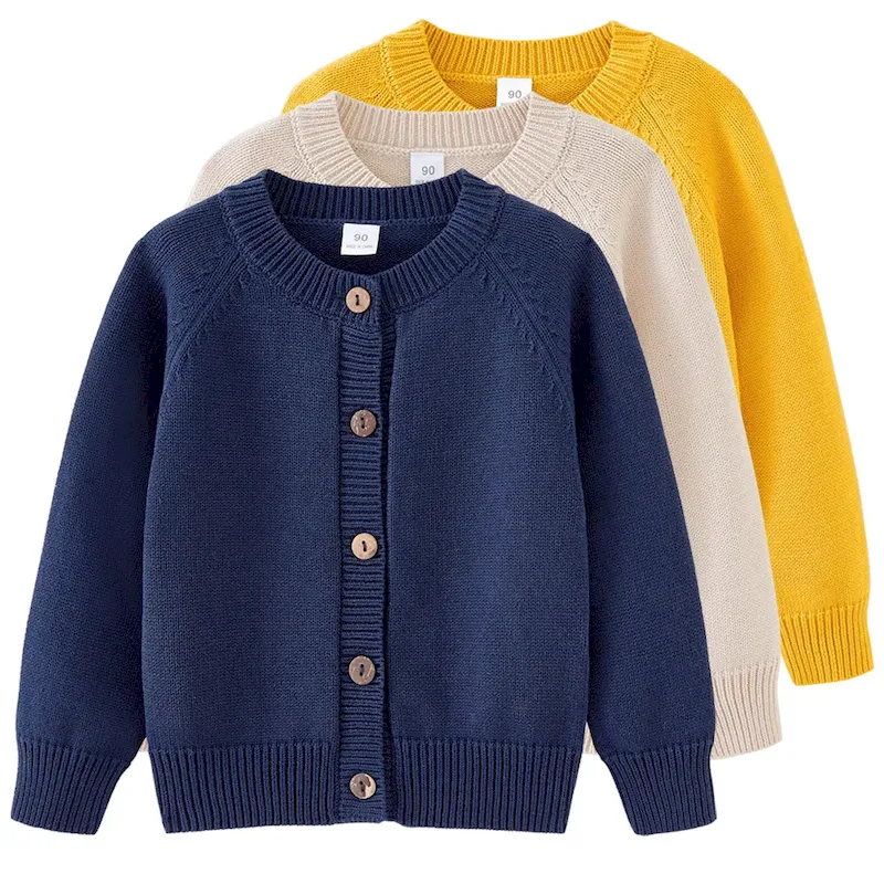 Wholesale Kids Toddler Boys Girls Autumn Winter Casual Cute Solid Color Cardigan Knitted Long Sleeve Sweater - Image 4