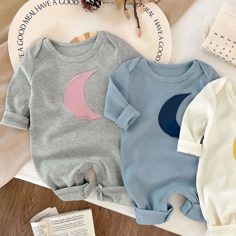 Wholesale Kids Baby Boys And Girls Fashion Casual Autumn Moon Print Long-Sleeve Jumpsuit - Image 3