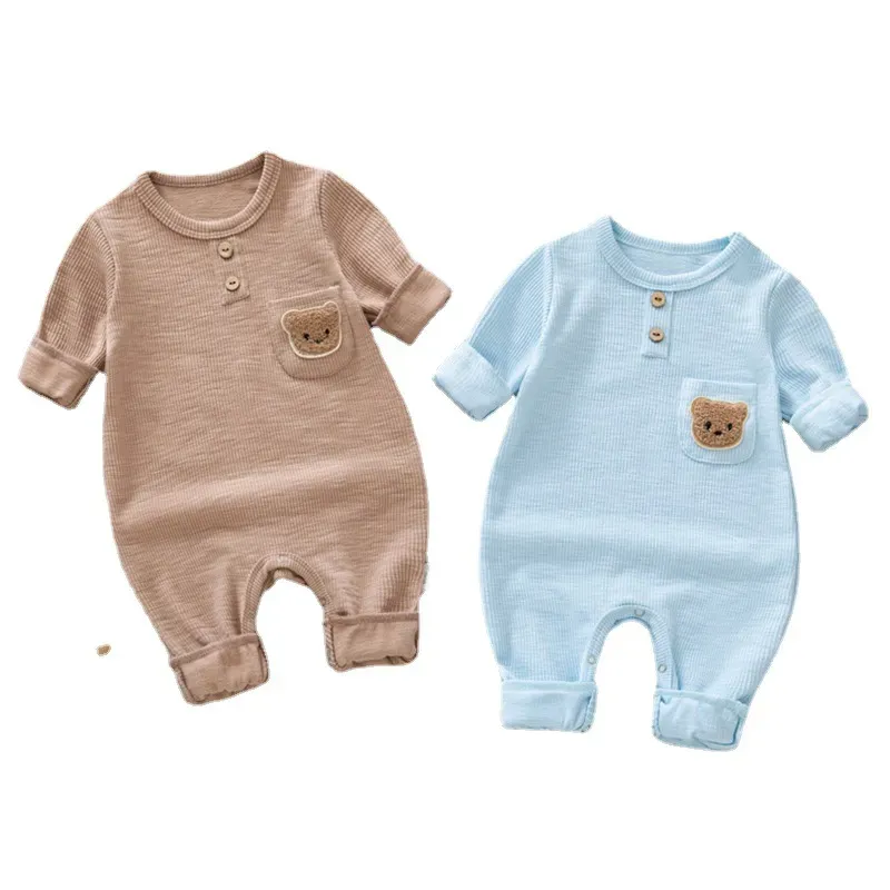 Wholesale Kids Baby Boys Girls Casual Cute Cartoon Bear Long Sleeve Romper - Image 6