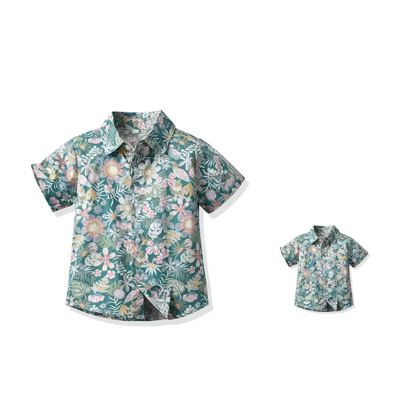 Wholesale Summer Short-Sleeved Lapel Hawaiian Flower Shirt - Image 17