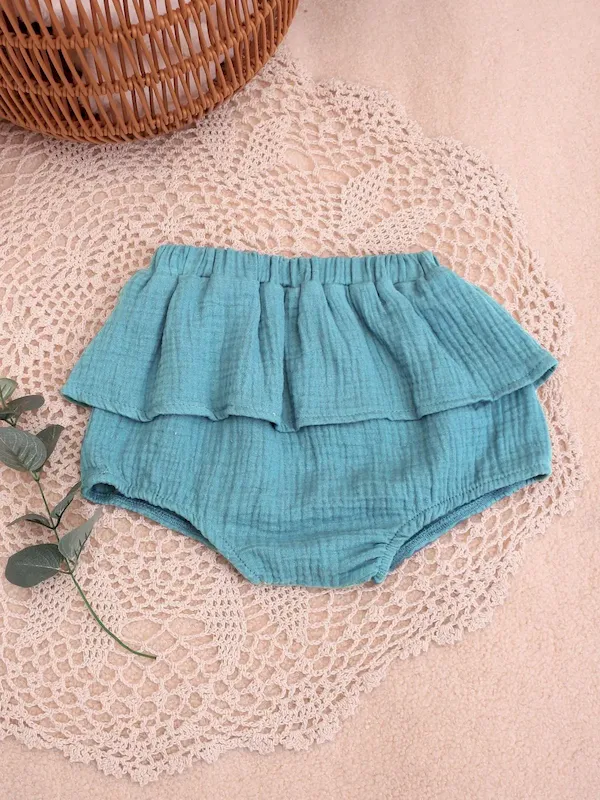 Wholesale Baby Girl Solid Color Ruffled Shorts - Image 7