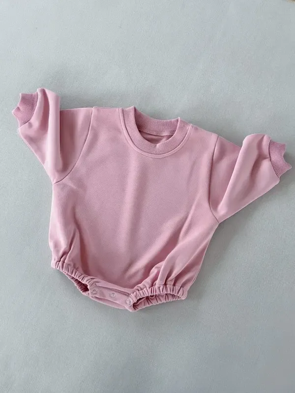 Wholesale Kids Baby Boys And Girls Fashion Simple Solid Color Round-Neck Long-Sleeve Rompers - Image 31