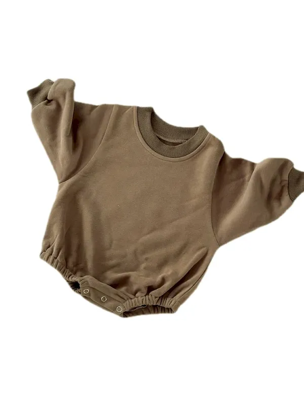 Wholesale Kids Baby Boys And Girls Fashion Simple Solid Color Round-Neck Long-Sleeve Rompers - Image 29