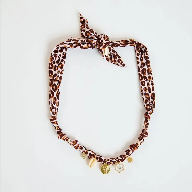 Wholesale Beach Series Marine Life Multicolor Floral Shell Pendant Ribbon Cloth Strip Necklace - Image 14