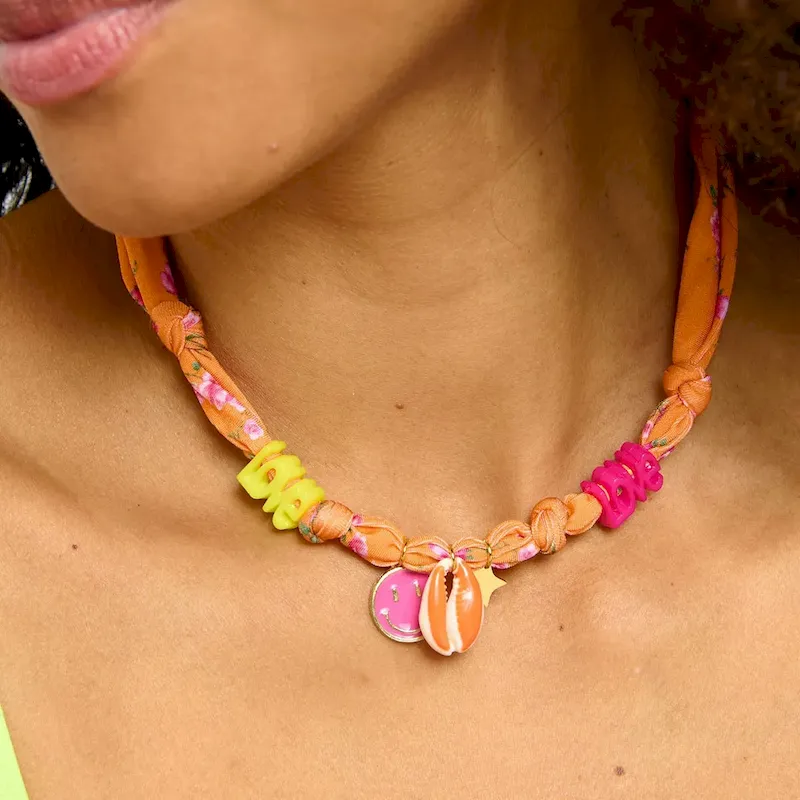 Wholesale Beach Series Marine Life Multicolor Floral Shell Pendant Ribbon Cloth Strip Necklace - Image 17