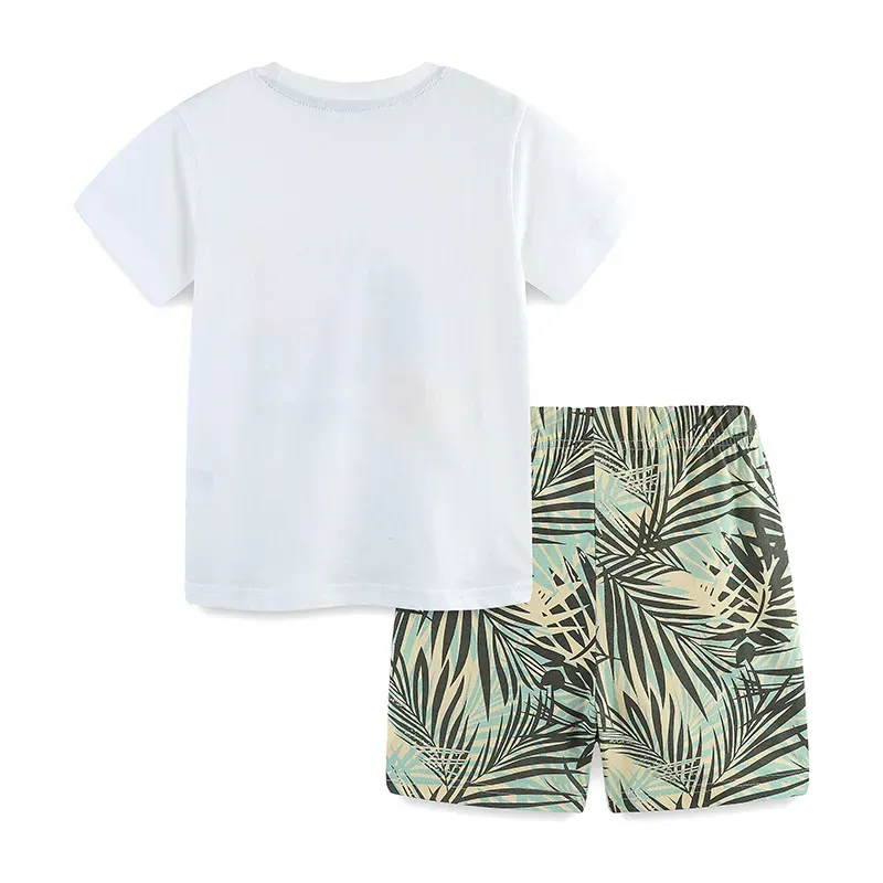 Wholesale Boys' Fashion Casual Printed Short-Sleeve T-Shirt Loose Shorts Two-Piece Set - Image 3