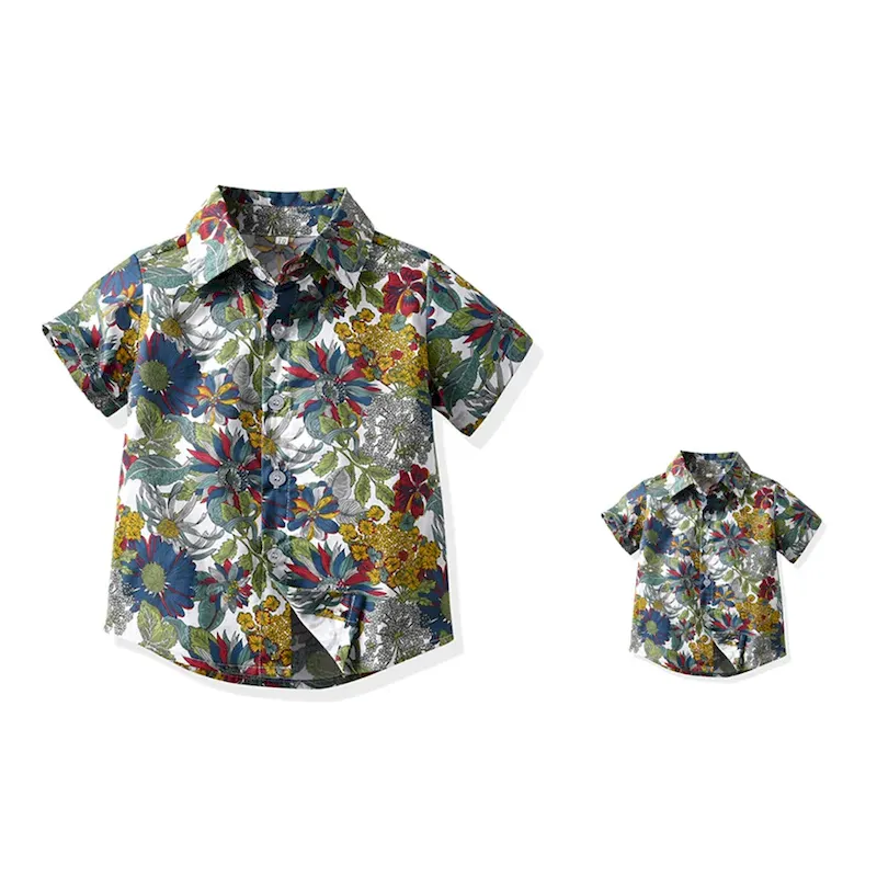 Wholesale Summer Short-Sleeved Lapel Hawaiian Flower Shirt - Image 12