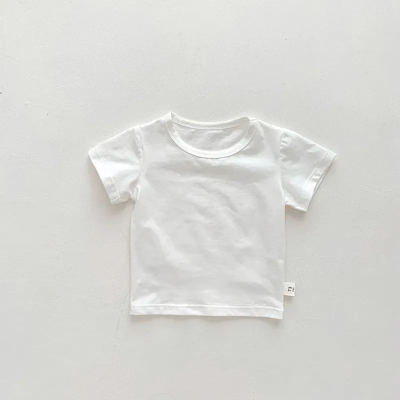 Wholesale Kids Baby Fashion Casual Solid Color Stripe Cotton Round Neck Short-Sleeve T-Shirt - Image 9
